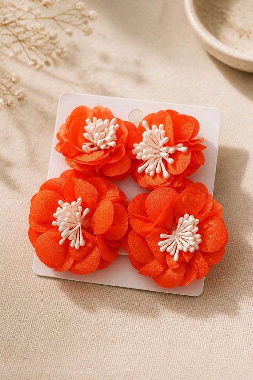 Turuncu Kumaş Sallantılı Küpe, Uzunluk:8cm