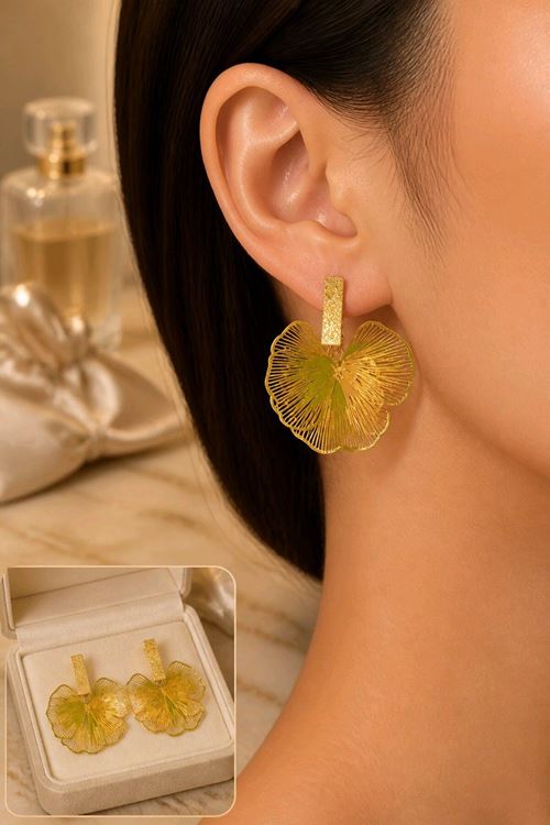 Gold Sallantılı Tel Küpe