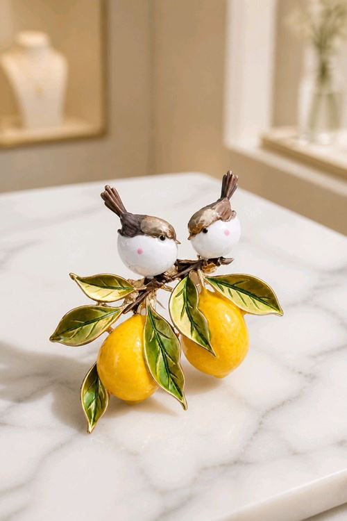 Limon Dalındaki Kuşlar Broş