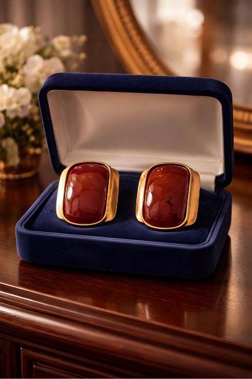 Gold Kahverengi Yelpaze Küpe