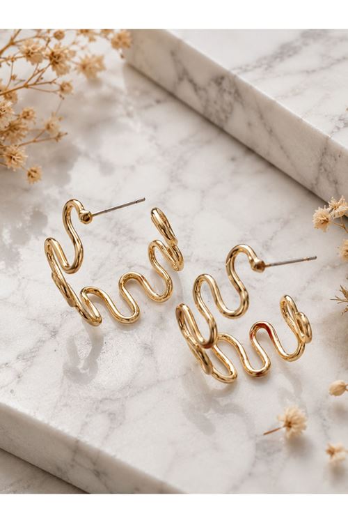 Gold 2cm Tasarım Tel Halka Küpe