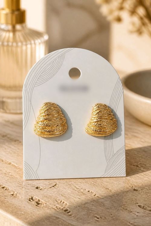 Gold Dokulu Yüzey Tasarım Küpe