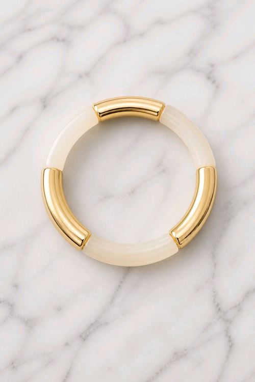 Krem Gold Esnek Bileklik, İnce
