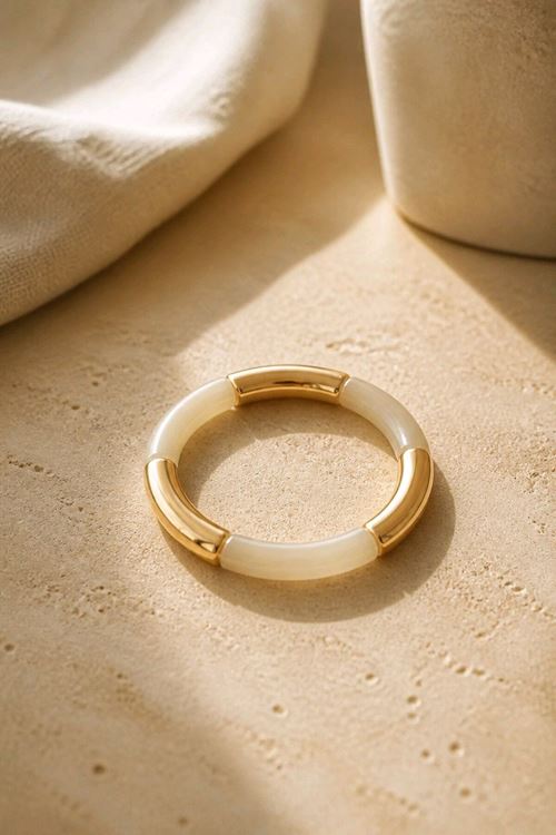 Krem Gold Esnek Bileklik, İnce