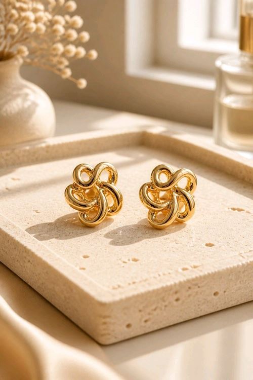 Gold Sarmaşık Küçük Küpe, Çap:1,5cm
