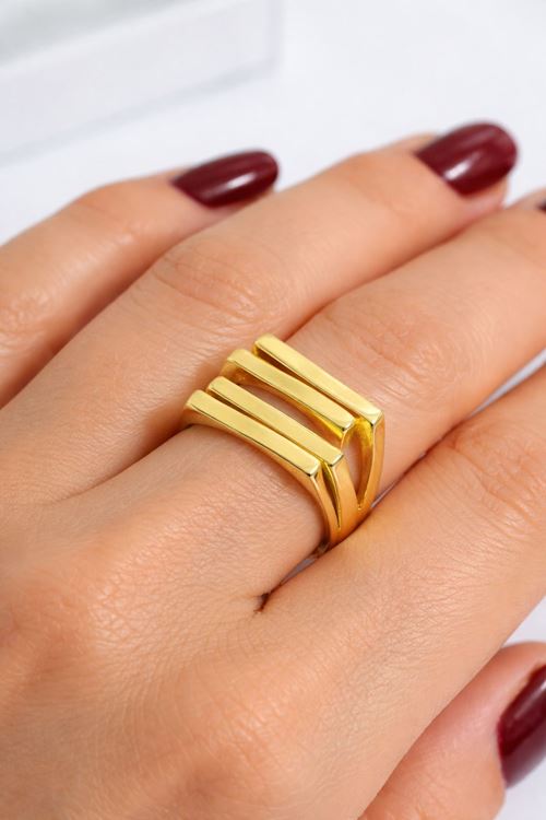 Gold Modern Geometrik Yüzük, Ayarlanabilir
