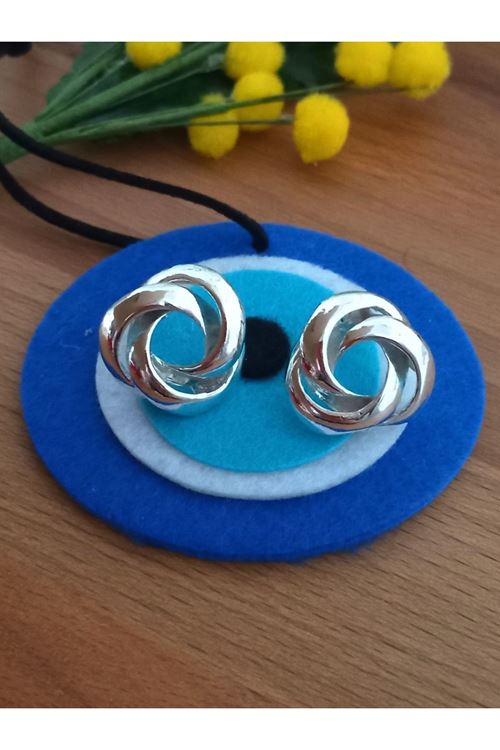 Gümüş Modern Tasarım Kadın Küpe