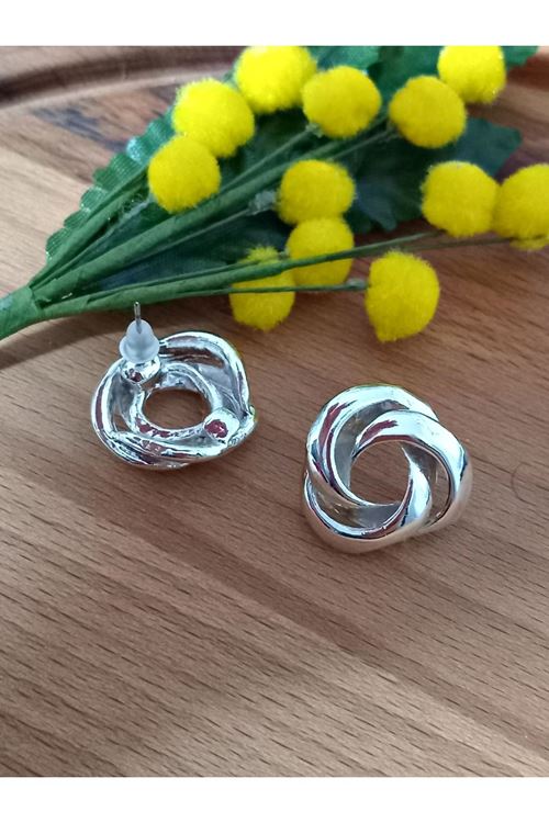 Gümüş Modern Tasarım Kadın Küpe