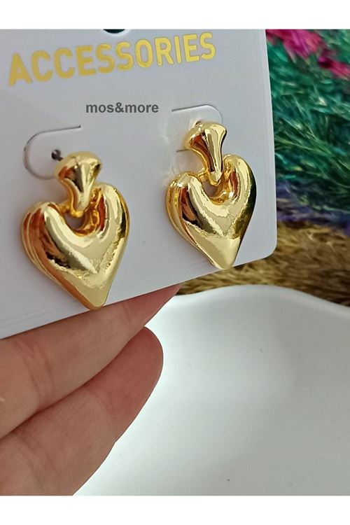 Gold Kalp Tasarım Kadın Küpe