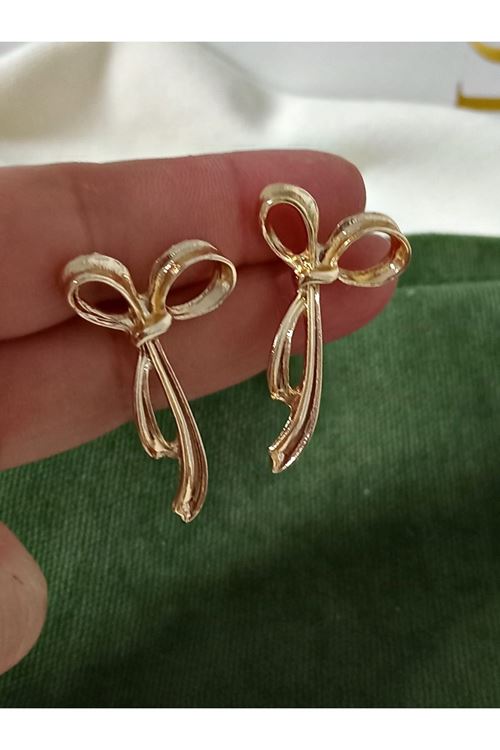 Gold Fiyonk Tasarım Kadın Küpe