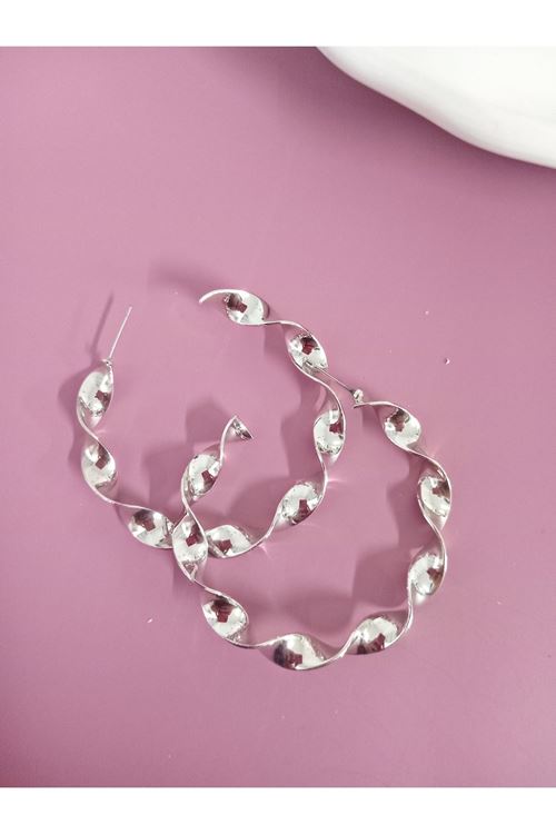 Gümüş Burgulu 5cm Halka Kadın Küpe