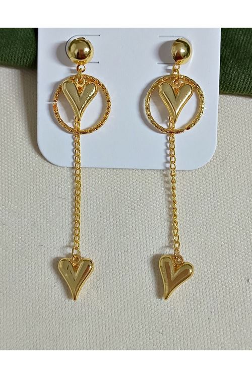 Gold Kalp Sallantılı Uzun Şık Küpe