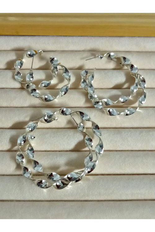Gümüş Burgulu 5cm Halka Kadın Küpe