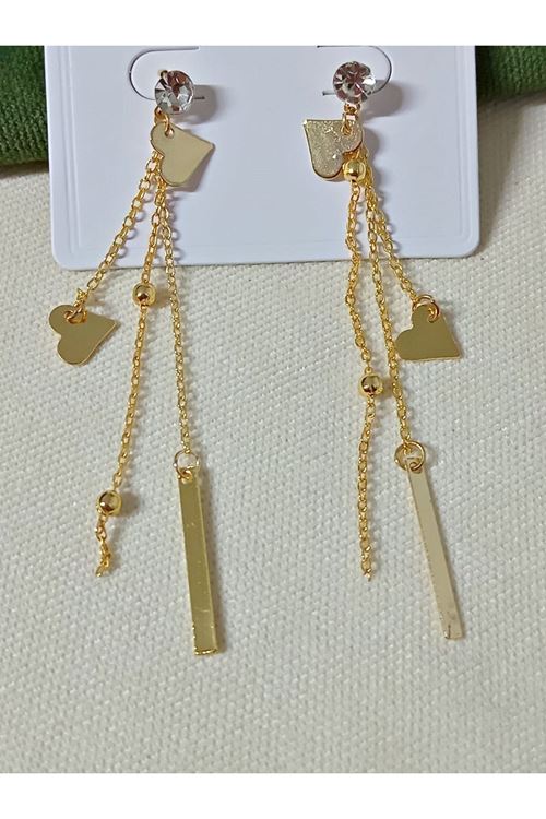 Gold Kalp Sallantılı Uzun Şık Küpe