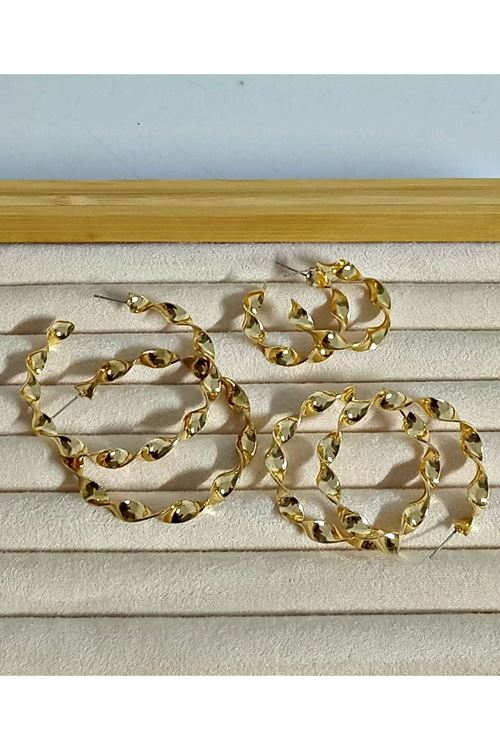 Gold Burgulu 5cm Halka Kadın Küpe
