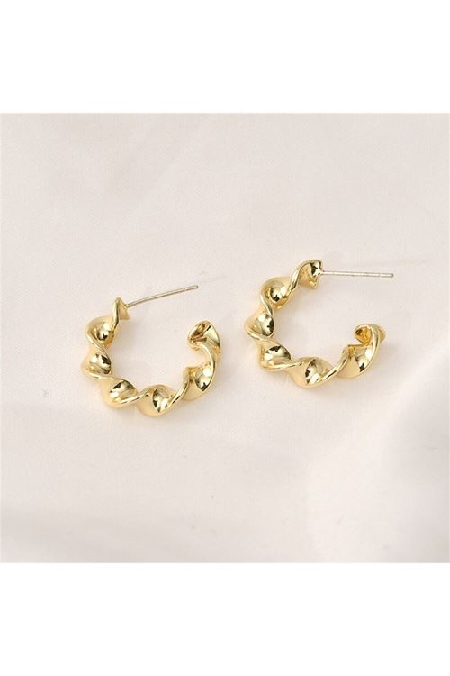 Gold Burgulu 3cm Halka Kadın Küpe