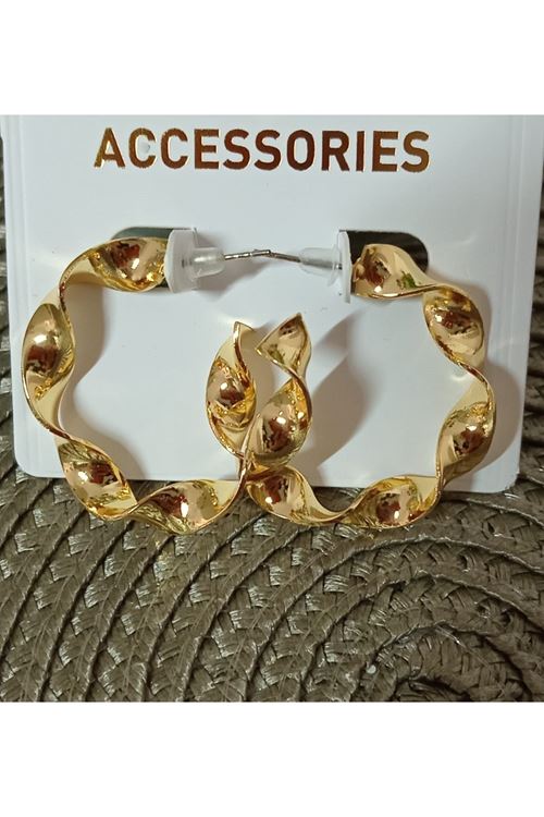 Gold Burgulu 3cm Halka Kadın Küpe