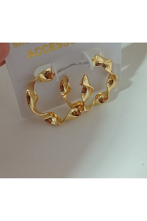 Gold Burgulu 3cm Halka Kadın Küpe
