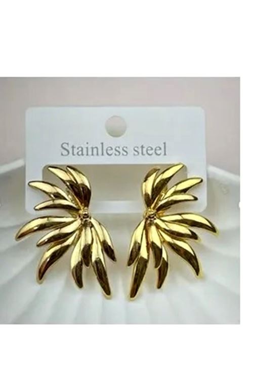 Gold Kanat Tasarım Kadın Küpe (4cm)