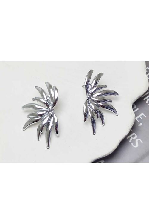 Gümüş Kanat Tasarım Kadın Küpe (4cm)