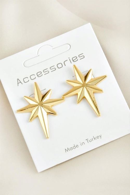 Gold Kuzey Yıldızı Tasarım Kadın Küpe (3CM)
