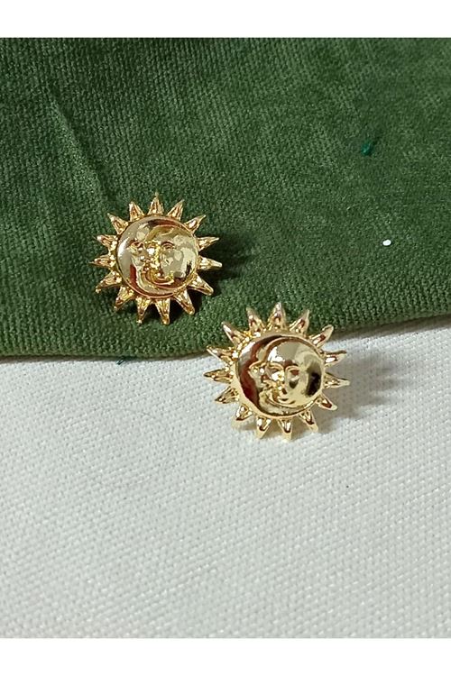 Gold Güneş Şekilli  Kadın Küpe
