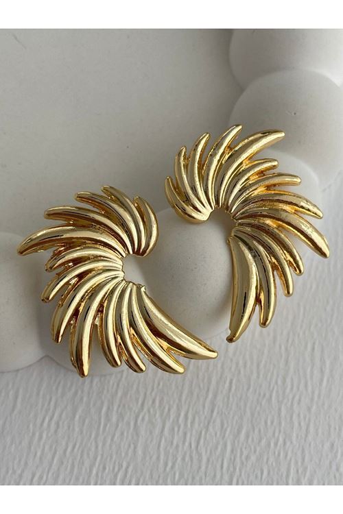 Gold Kanat Kadın Küpe (4cm)