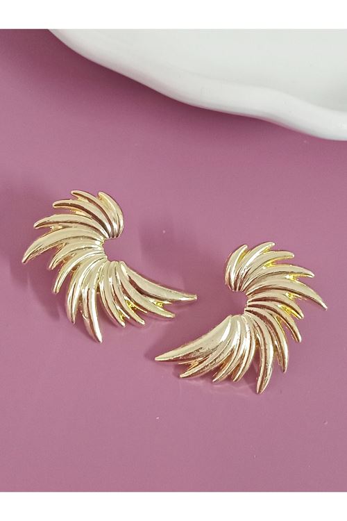 Gold Kanat Kadın Küpe (4cm)
