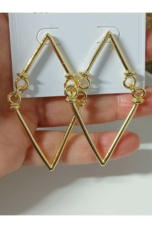 Gold Modern Tasarım Büyük Kadın Küpe