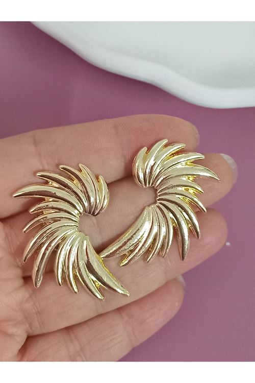 Gold Kanat Kadın Küpe (4cm)