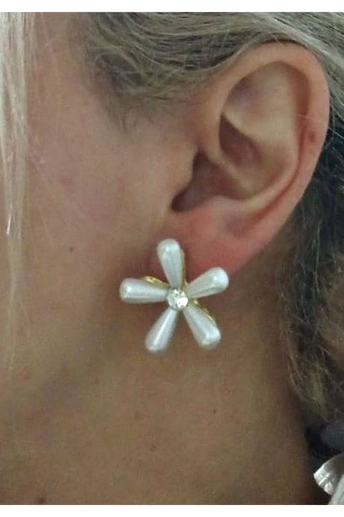 İncili Çiçek Tasarım Kadın Küpe