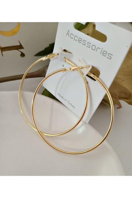 6cm Gold Büyük Boy Halka Kadın Küpe