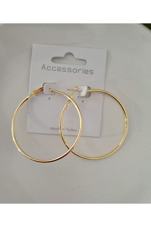 5cm Gold Orta Boy Halka Kadın Küpe