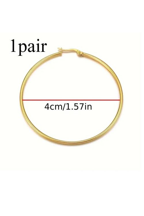 Paslanmaz Çelik 4cm Gold Halka Küpe