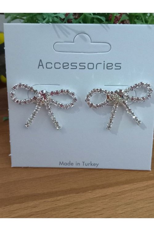 Suyolu Kristal Taşlı Fiyonk  Kadın Küpe, Abiye, Günlük