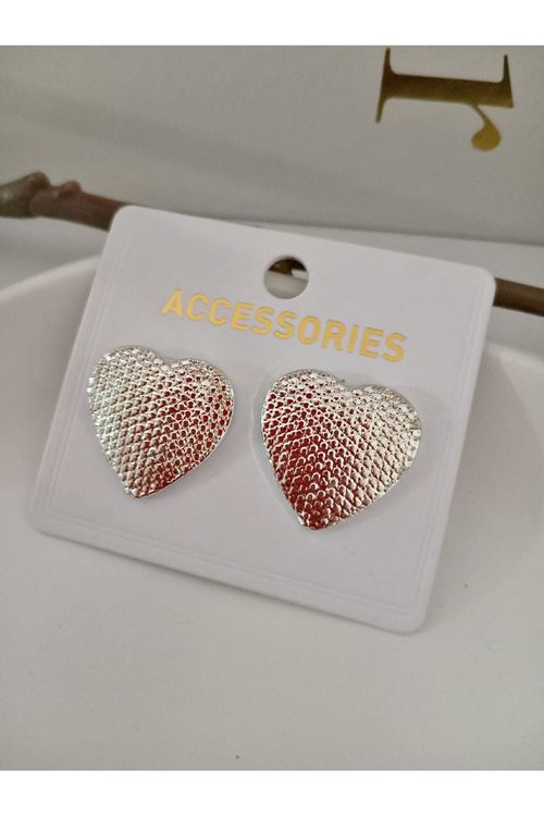Gold Kalp Model Dokulu Kadın Küpe
