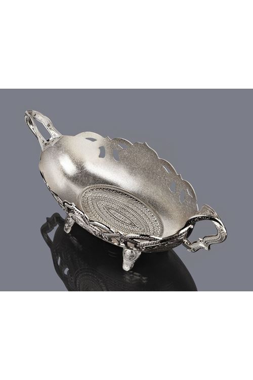 Gümüş Metal Çikolatalık Dekoratif Gondol 39x16cm H.17cm