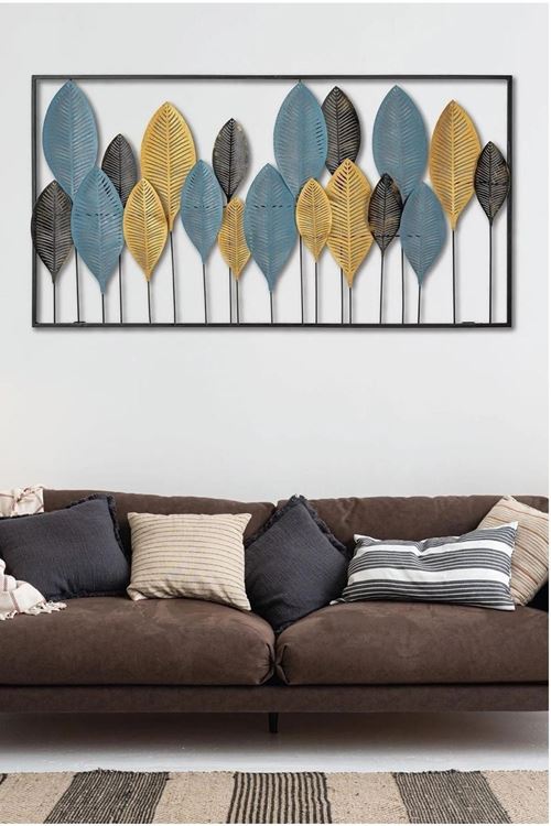 Belgrad Ormanı Metal Siyah Gold Mavi Ev Ofis Duvar Süsü 115x60cm