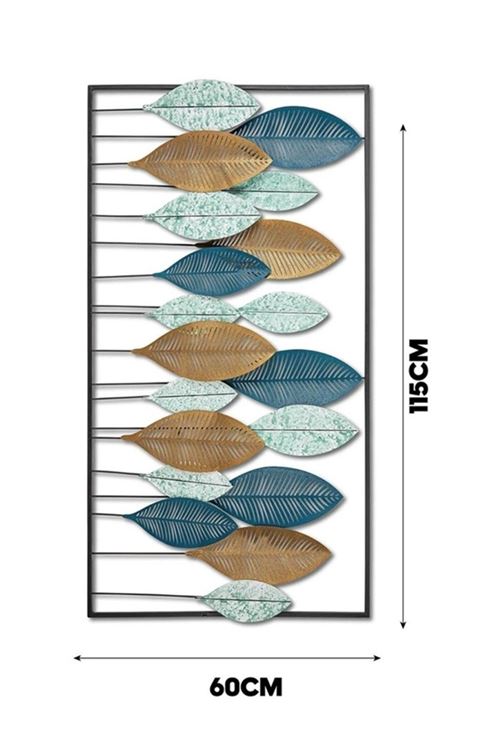Metal Belgrad Yeşil Gold Mavi Ev Ofis Otel Duvar Süsü 115x60cm
