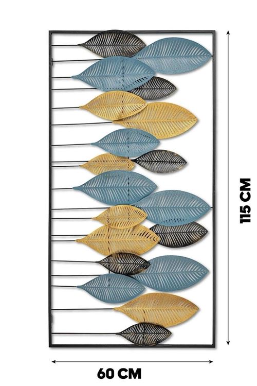 Belgrad Ormanı Metal Siyah Gold Mavi Ev Ofis Duvar Süsü 115x60cm
