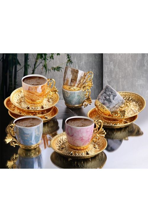 Gold Kahve Takımı 12 Parça 6 Kişilik 6 Renk