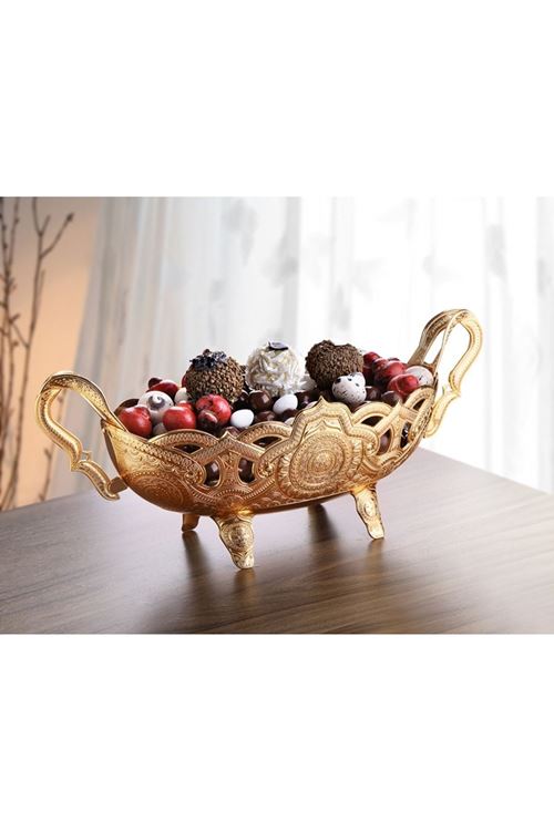 Gold Metal Çikolatalık Dekoratif Gondol 39x16cm H.17cm
