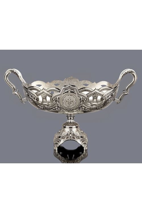 Gümüş Metal Çikolatalık Dekoratif Gondol 39x16cm H.23cm
