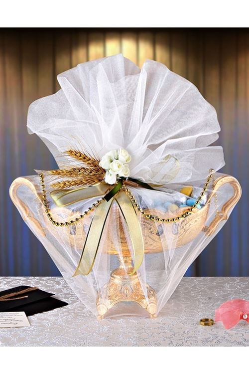 Gold Metal Çikolatalık Dekoratif Gondol 39x16cm H.17cm