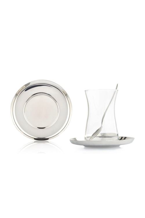 6 Lı 18/10 Çelik Gümüş Çay Tabağı 11cm