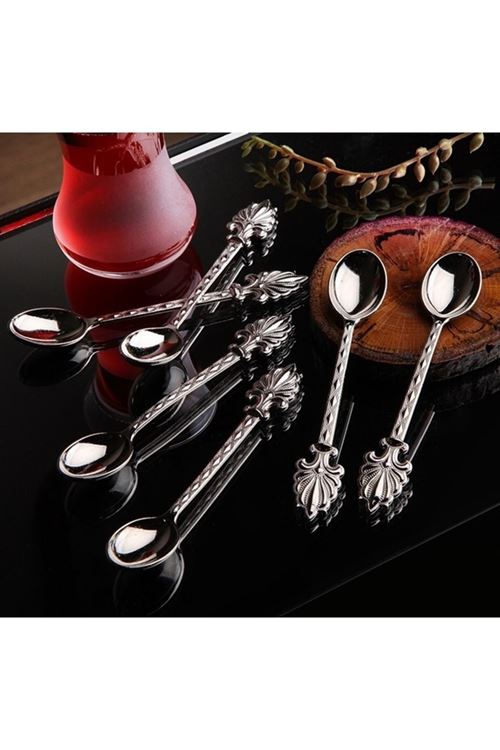 Gümüş 6 Lı Metal Çay Kaşığı