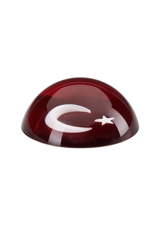 Ay Yıldız Cam Kağıt Ağırlığı 9cm