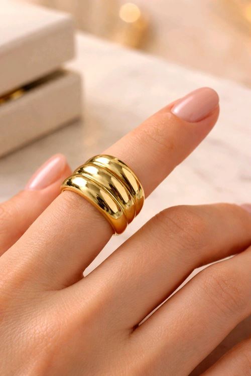 Gold Üç Sıralı Yüzük, Ayarlanabilir