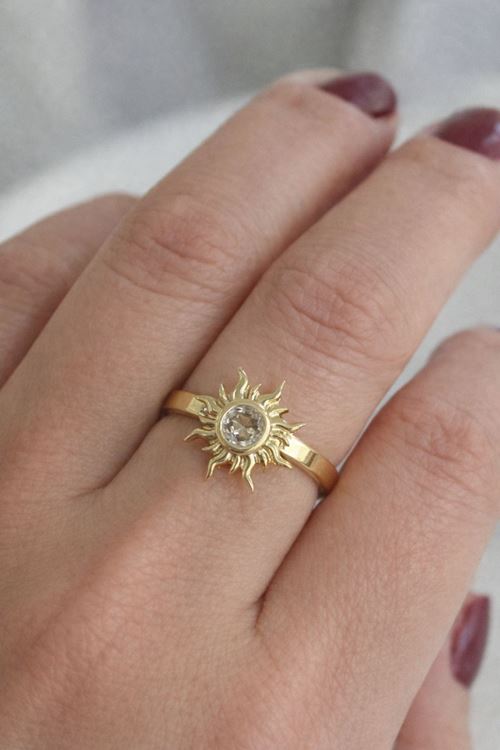 Gold Taşlı Güneş Yüzük, Ayarlanabilir
