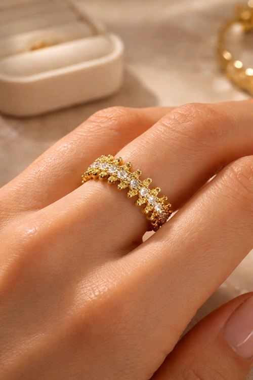 Gold Tamtur Taşlı Yüzük Ayarlanabilir